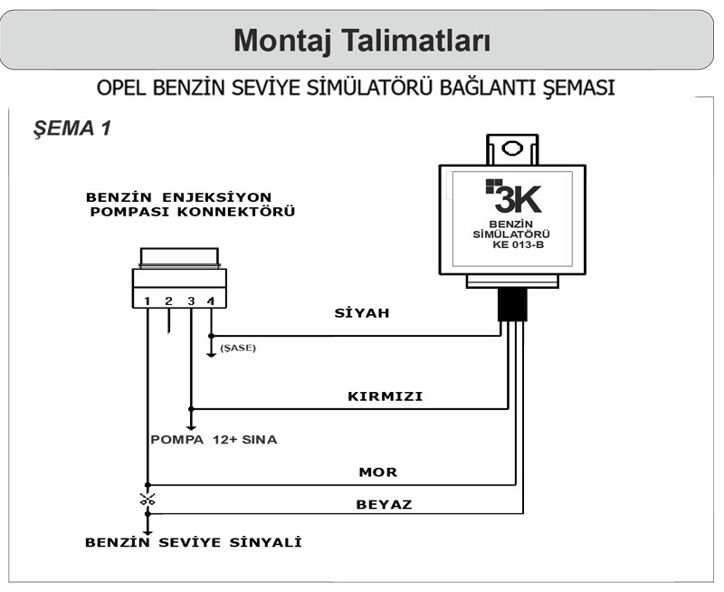 Opel Benzin Seviye Simülatörü Bağlantı Şeması 2