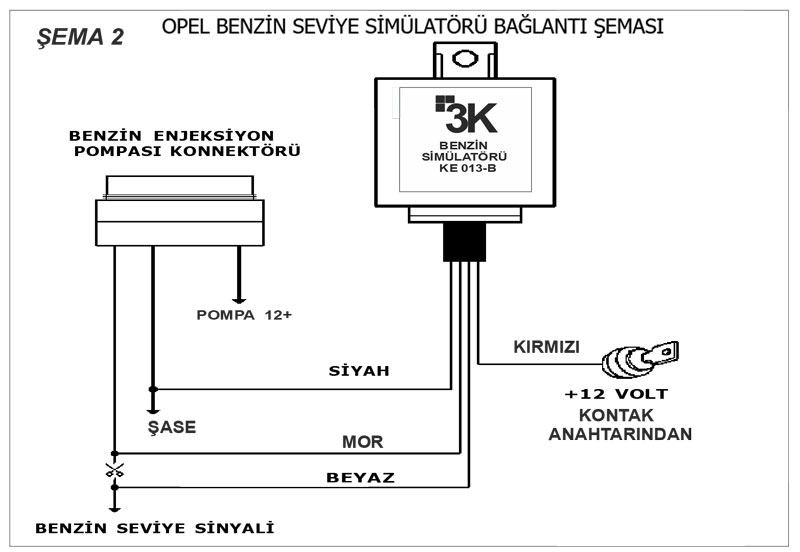 Opel Benzin Seviye Simülatörü Bağlantı Şeması